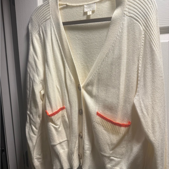 Cream Cardigan with Orange Accents - Picture 2 of 8